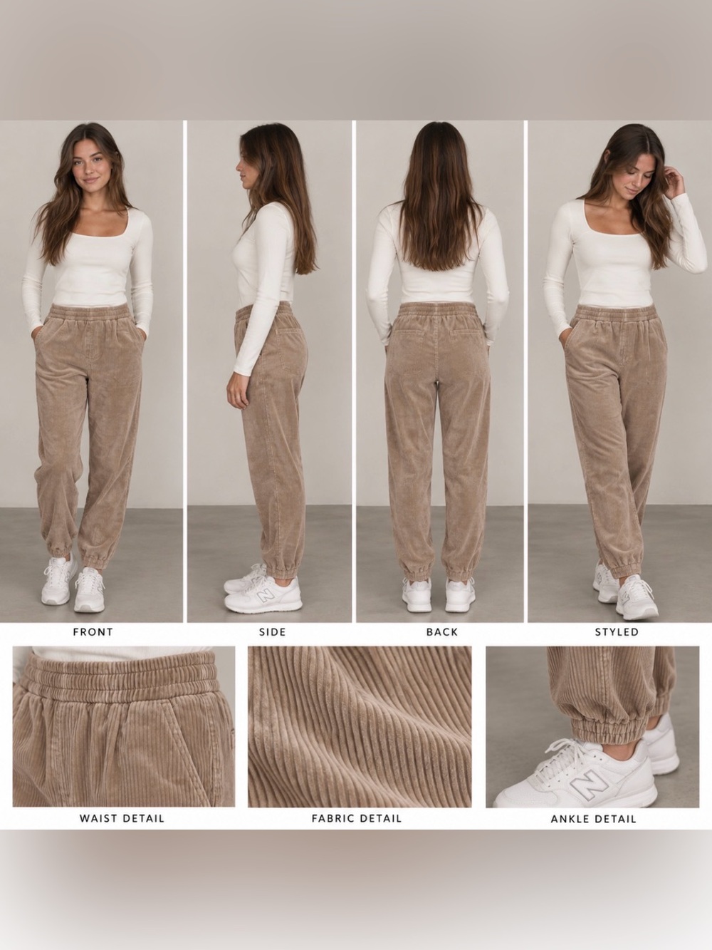 Brunello Cucinelli Taupe Corduroy Jogger Pants NWOT
